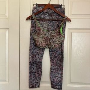 Fabletics Bra and Legging Matching Set Reversible Bra Earthen Green Citrus Set